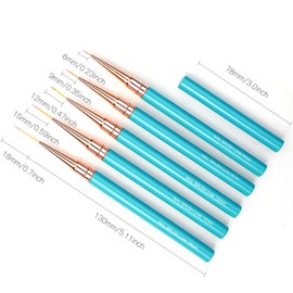 WOKOTO 5 Pcs Nail Art Brushes Set Aqua Gradient Nail Art Liner Brushes For Nails 6/9/12/15/18mm Thin Nail Art Design Brush With Cap Nail Polish Brush For Gel Nails French Tip Painting Tool