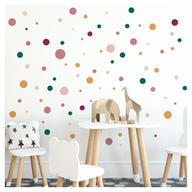 Little Deco DL896-2 Wall Stickers for Children's Room Circles Pastel Dusky Pink Green Wall Sticker Dots Colourful Baby Room Wall Decoration 120 Dots