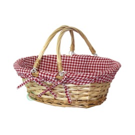 Vintiquewise Oval Willow Basket with Double Drop Down Handles, Set of 3 Red