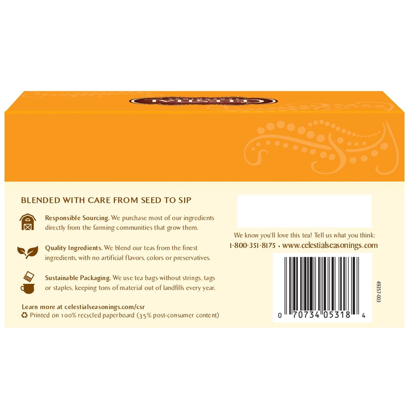 Celestial Seasonings Herbal Tea, Tangerine Orange Zinger, 20 Count Box