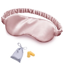 OLESILK Silk-Sleep-Mask Eye-Mask & Blindfold with Double Layer Silk Filling and Elastic Strap for Full Night's Sleep, Travel and Nap, Bonus Free Luxury Bag and Ear Plugs, Candy Pink