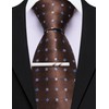 Barry.Wang Brown Ties for Men Silk Plaid Necktie and Tie