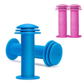 Voarge Children's Bicycle Grips, 22 mm Non-Slip Rubber Bicycle Handle, 105 mm Safety End Bicycle Grips for Children's Bicycle, Scooter, Tricycle and Balance Bike (Blue)