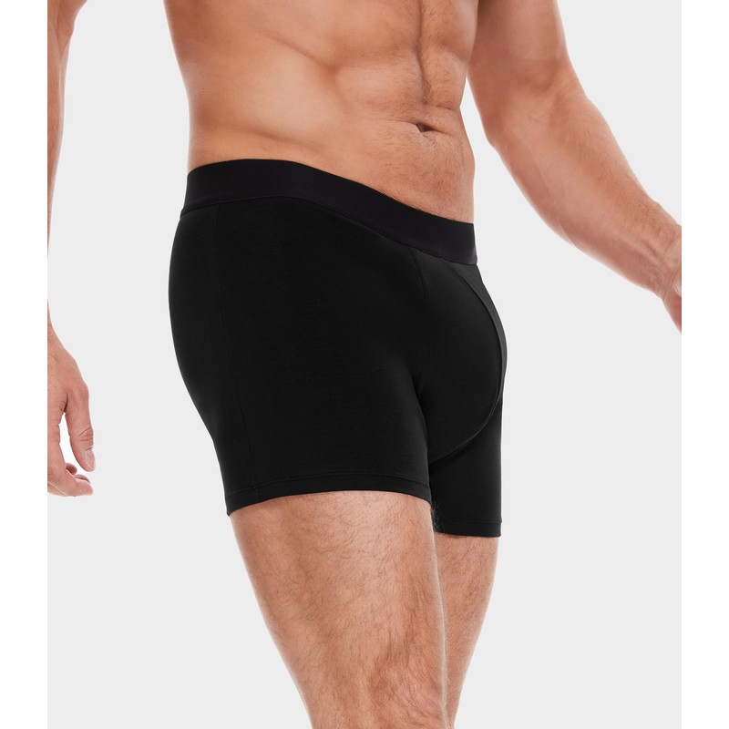 FORVEVO Men's Incontinence Underwear, Black Boxer Brief with Protective Pads,