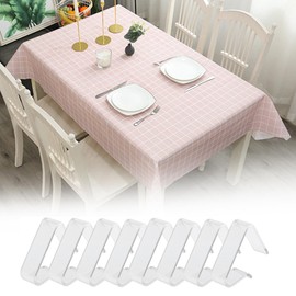 APMGONT Tablecloth 137 x 180 cm Washable Rectangular with 8 Pieces Tablecloth Clips Garden Tablecloth Tartan Pattern Washable Tablecloth Ornaments for Dining Room Kitchen Party (Pink)