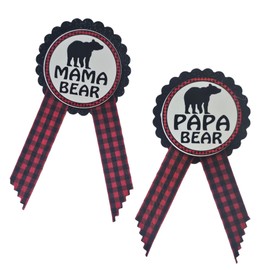 Baby Bear Shower Gender Reveal Party Supplies Sash Pins Mommy Daddy (MAMA & PAPA PIN SET)