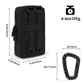 G4Free Pack of 2 Molle Bag Small & Tactical Waist Bags & Tactical Bag & Molle Accessories & Military EDC Bag for Camping Hiking Hunting