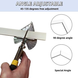 Multi Angle Miter Shears for Angular Cutting, Adjustable 45-135 Degree Trim Cutter for Soft Wood, PVC, Plastic, and Molding - Includes Extra Blades and Safety Lock (Black handle)