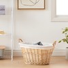 Household Essentials Wicker Laundry Basket with Handles, Handwoven Willow, Removable