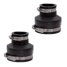 Fernco 2-Pack 1056-315 3" x 1-1/2" Flexible PVC Reducing Pipe Coupling for Cast Iron and Plastic Plumbing Connections in Black