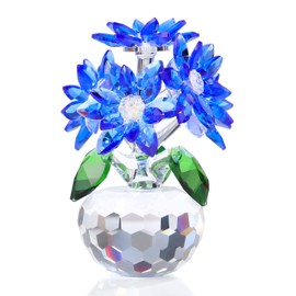 Ornalrist - Figura de flores de margaritas de vidrio, diseño floral de margaritas de vidrio, decoración coleccionable, cumpleaños para amigas, mujeres, hermanas..