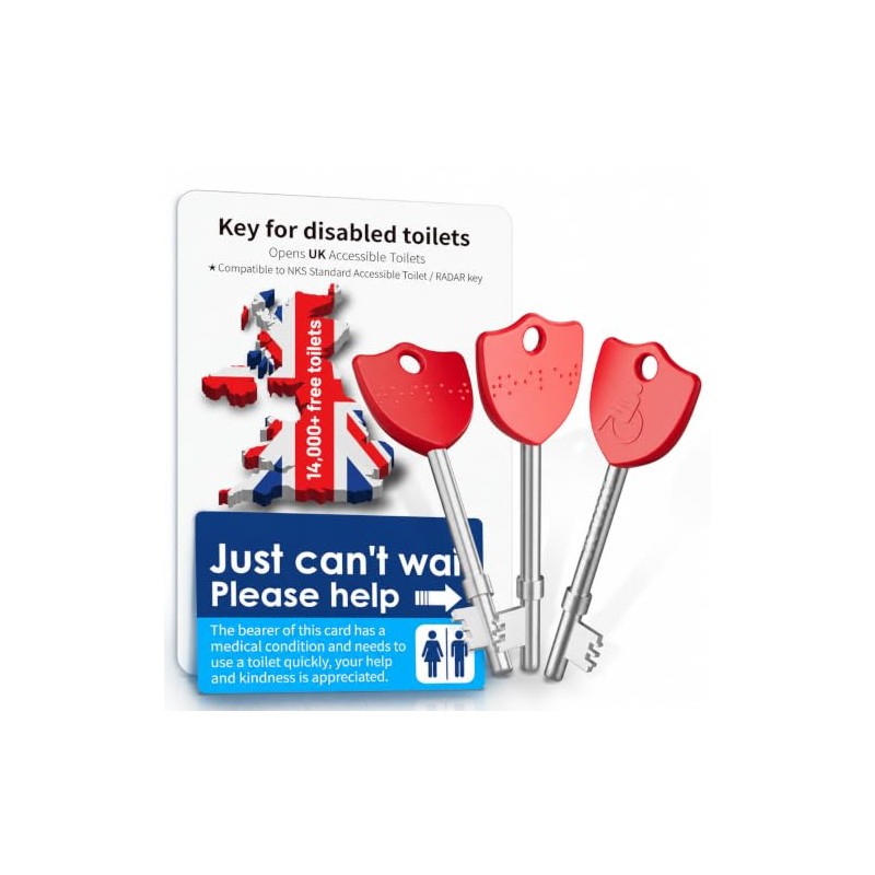 Radar Key for Disabled Toilets UK, Disabled Toilet Key, Red,