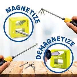 MeasuPro Demagnetizer and Magnetizer - Yellow - for Screwdrivers Tips, Bits, and Small Tools, Large or Big Screws, Drills, Drill Bits, Sockets, Nuts, Bolts, Nails and Precision Construction Tools