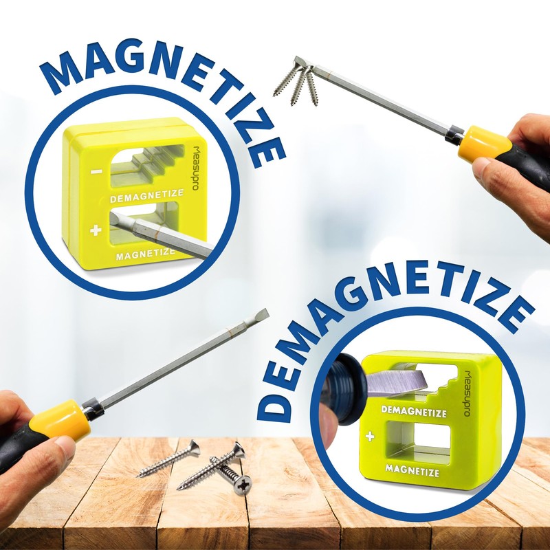 MeasuPro Demagnetizer and Magnetizer - Yellow - for Screwdrivers Tips,