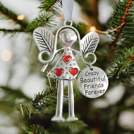 1 Piece Angel Friendship Ornaments Gift, Best Friend Christmas Ornaments Birthday Gifts for Women, Friendship New Year Ornaments, Friendship Gifts for Friend Female Women with Gift Bag