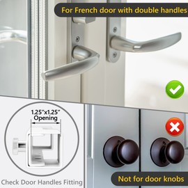 Sihnman Patio French Door Lock Hardware for Patio Door Lock Security and Double Door Security Reinforcement with Combination Padlock. for French Door with Double Handles. Not for Round Door knobs.