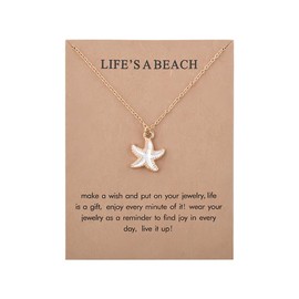 Starfish Necklace for Women Beach Lover Gift Gold Dainty Pendant Necklaces for Holiday Summer Dress Boho Sea Star Ocean Beach Accessories