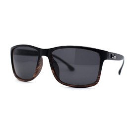 Locs Mens Color Mirror Sport Horn Rim Gangster Sunglasses Black Woodgrain Black