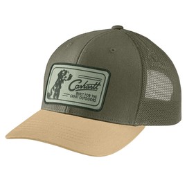 Carhartt Men's Canvas Mesh-Back Dog Patch Cap, Dusty Olive