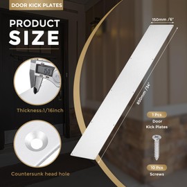 uxcell Door Kick Plate, 6 x 34 Inches Anodized Aluminum Kick Plate Door Plate, 1.5mm (1/16 Inch) Thickness, for Exterior Front Door or Back Door, Silver (Single Pack)
