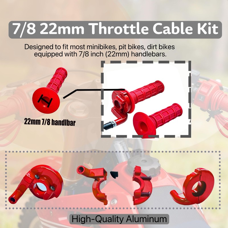 7/8 22mm Twist Throttle Accelerator Handle Grips for Pit Bike