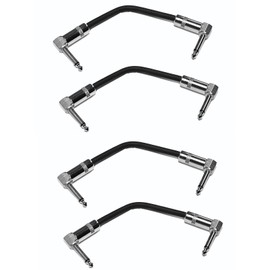 Perfektion Studio Series PM-616SME Heavy Duty Deluxe 6 Inch Right Angle Metal End Guitar Patch Cable (4 Pack)