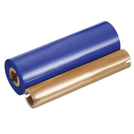 PATIKIL 4.33" x295' (110mmx90m) Wax Thermal Transfer Ribbon, 1 Roll 1/2" Core Ink Out Barcode Printer Ribbon with Core for Printer Label Coated Paper Tag Printing, Blue