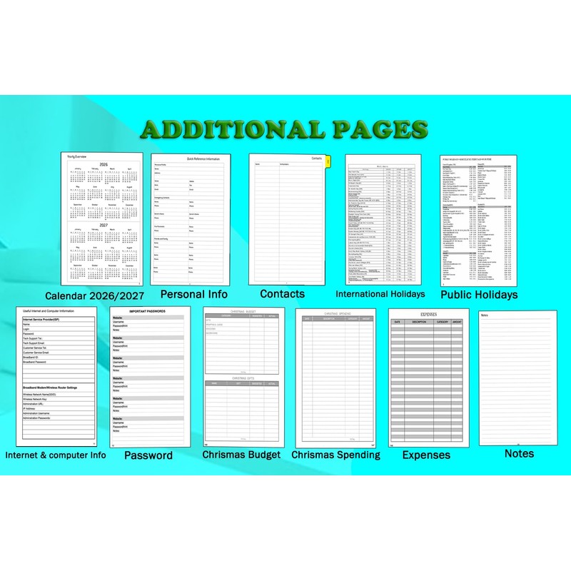 2026 Weekly Planner Insert Personal A6, 6 Holes, 1 Week