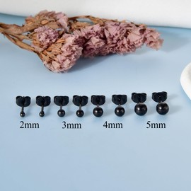 Titanium Stud Earrings Hypoallergenic Women Men Girls G23 Titanium Earrings Black Small Ball Stud Earrings 2/3/4/5 mm, Titanium, No Gemstone