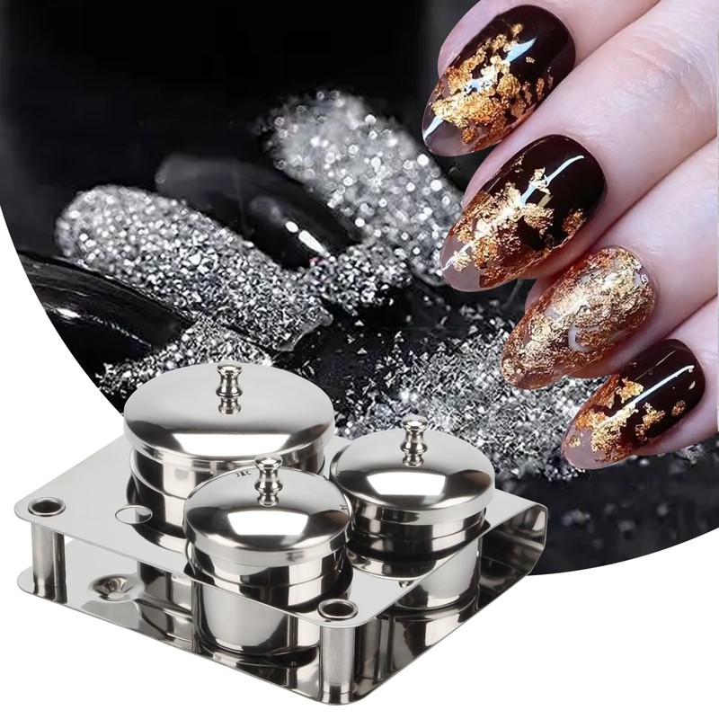 KCGANI 3 Pcs Stainless Steel Nail Art Equipment Cup Bowls,
