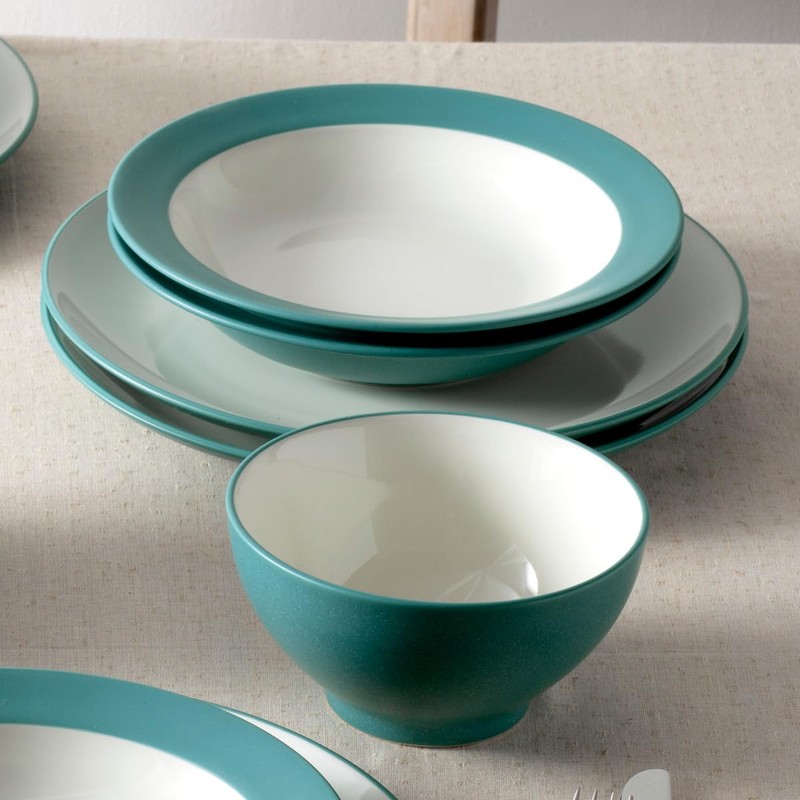 Noritake Colorwave Turquoise 12-Piece Coupe Dinnerware Set, Service for 4