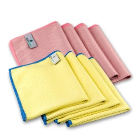 ELEXACLEAN Window Cloth, Streak-Free, Microfibre Window Cleaning Cloths (Pack of 8, 40 x 30 cm, 4 x Red & 4 x Yellow) Premium Glass Cleaning Cloths Car for Indoor and Outdoor Use