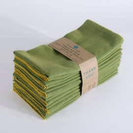 Fingercraft Dinner Cloth Napkins, Cotton Crochet Design Table Napkins Perfect for Everyday Use Parties Dinners Washable Reusable Napkins Cloth 20in x 20in Set of 12 Leaf Green Yellow