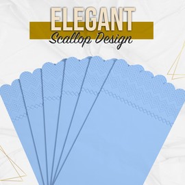 Party Solids Light Blue Scalloped Napkins Disposable 100 Pcs 3-Ply Light Blue Scalloped Dinner Napkins Disposable Decorative for Dinners & Parties, Paper Guest Towels for Bathroom & Party Supplies