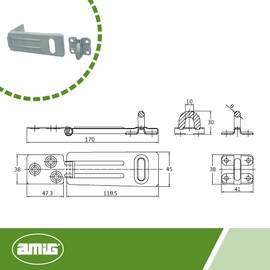 amig - Mod.1 Steel and Zinc Plated Padlock Holder/118.5x45mm/Heavy Duty Padlock with Hinge System/Buckle or Clamp Lock for Padlock/1 Piece, Silver