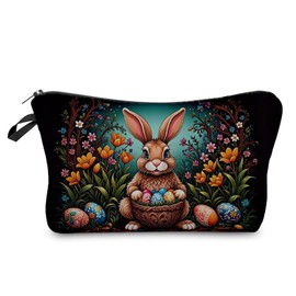 Livel lhood Easter Bunny Makeup Bag Cute Small Organizer Zipper Pouch Easter Egg Bunny Cosmetic Bag Easter Birthday Present for Women Friends, hzj0824, Printed Cosmetic Zipper Bag