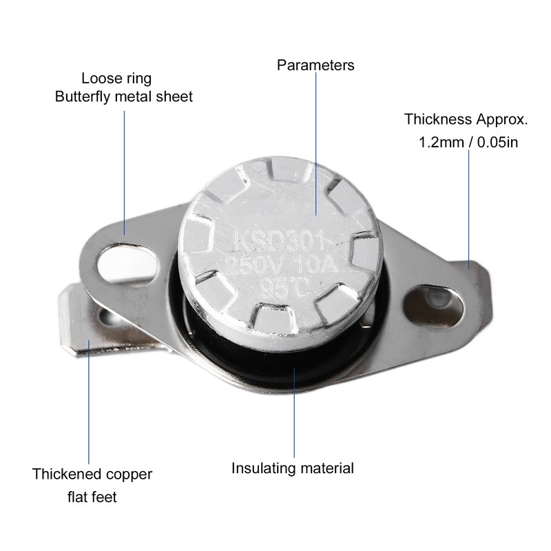 10Pcs Thermal Control Switch Quick Response High Accuracy Control 95℃