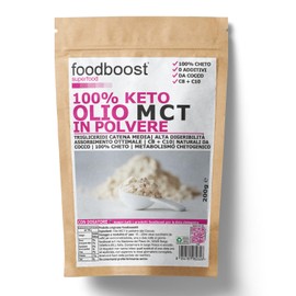 foodboost Olio MCT 200g in polvere - per dieta Chetogenica - MCT Naturale da Cocco - 100% puro senza additivi - per aumento corpi chetonici