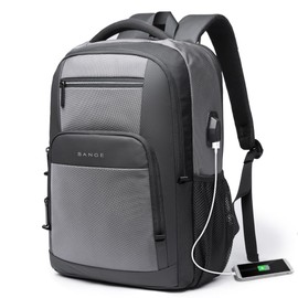 BANGE Travel Laptop Backpack with USB charge port can fit 15.6 Inch laptop for Men and Women (Grey)