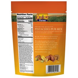Setton Farms Pistachio Pub Mix 5 Oz. Bag. With Buffalo Wing Pistachios, Ranch Corn Nuts, Honey Roasted Sesame Chips and Hickory Almonds.