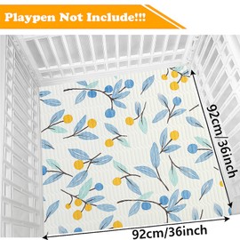 Dog Playpen Bottom Pad Fits for 36 Inch 4 Panels Exercise Pet Playpen, Dog Crate Pad Puppy, Hoop and Loop Design (Note: Playpen Not Included). (White Leaves)