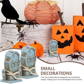 BESPORTBLE Miniature Tombstones Figurine - 10 Pcs Halloween Grave Stone Mini Resin Tombstones Gravestone for House Graveyard Scene Diorama Crafts Halloween Decor Accessories