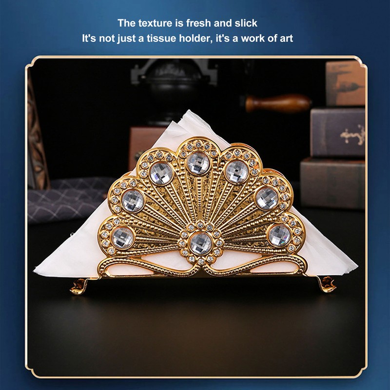 Golden Metal Napkin Holder Exquisite Light Luxury European Style Zinc
