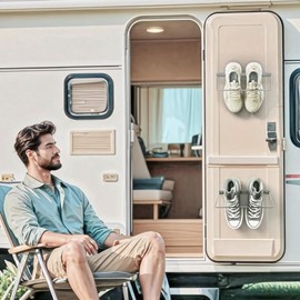 Chinpakden Foldable RV Shoe Rack - Wall Mounted Shoe Storage, Car Shoe Holder Space Saver, Hanging Shoe Organizer for Various Shoes in Camping RV Travel, 2 Pack.