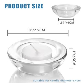 4 Pack,Clear Tealight Candle Holders, 3" Round Chunky Glass Candle Holder