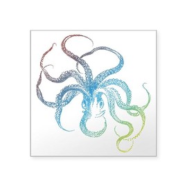 CafePress Colorful Octopus Silhouette Sticker Square Bumper Sticker Car Decal