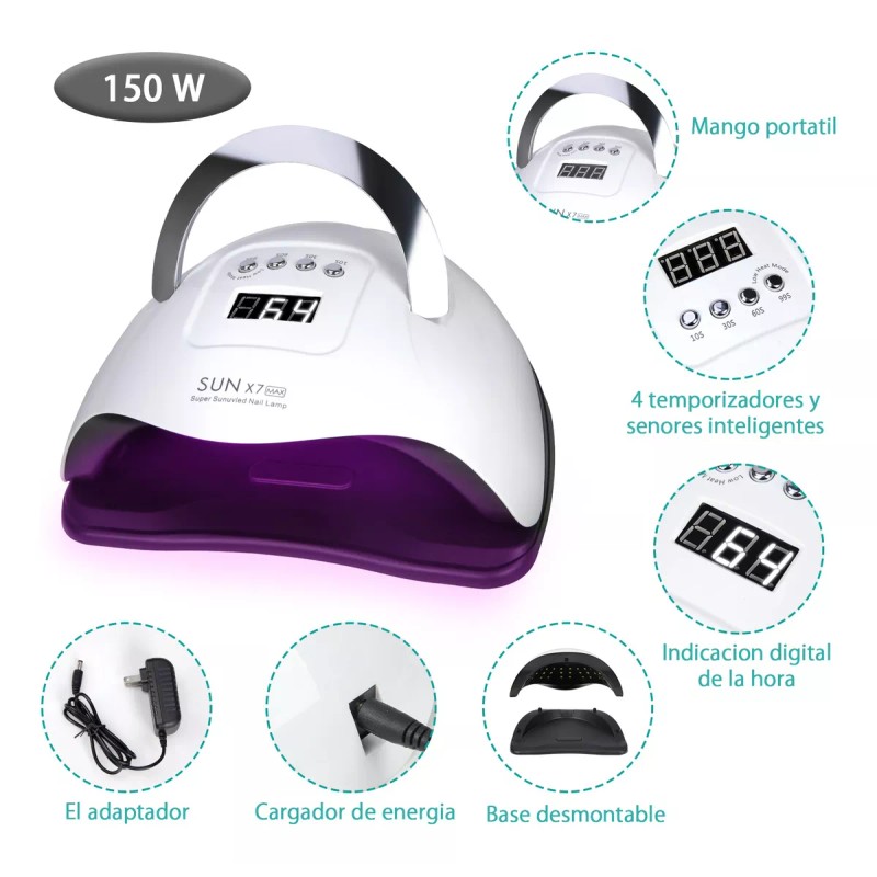 Ktmouw Lampara Para Uñas Lámpara Uv Led 150w Profesional+kit Básico