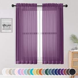 OWENIE Plum Sheer Curtains 63 Inches Long 2 Panels Set, Light Filtering Voile Fimly Sheer Curtains & Drapes for Living Room Bedroom, 2pcs, Plum, Each 42" W x 63" L Inch