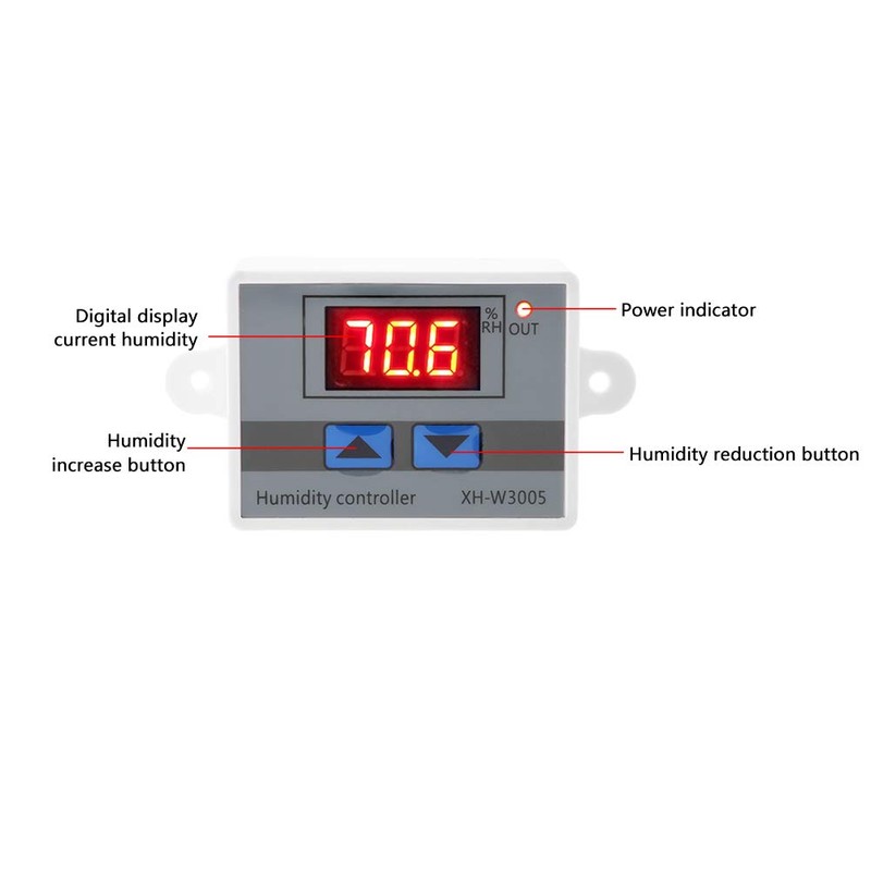 Digital Humidity Controller, Hygrometer Sensor Switch, 0~99% HR, High Accuracy
