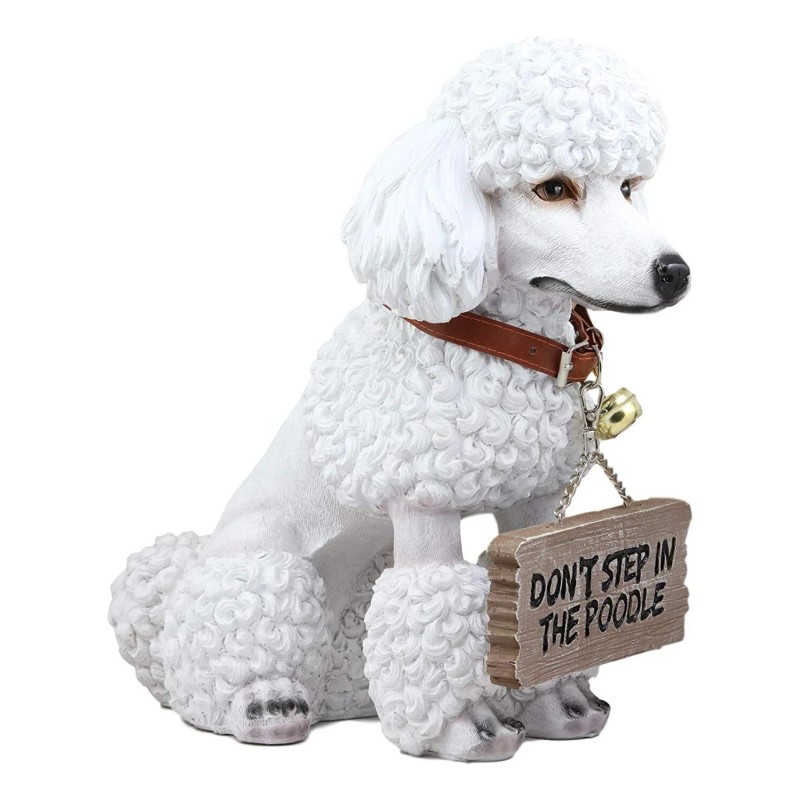 Realistic White French Poodle Dog Fifi Welcome Greeter Statue With